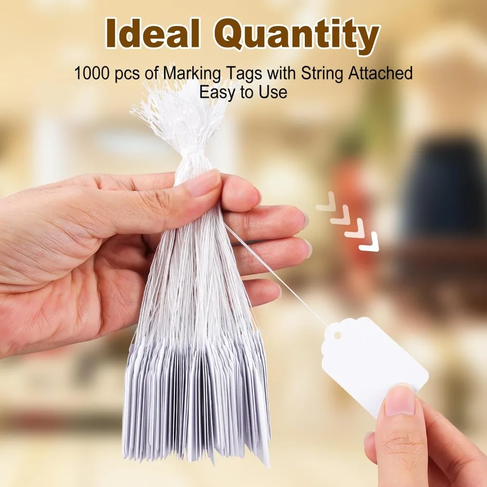 1000 PCS Price Tags with String, 1.77 x 1.1 Inch Hang Tags for Garage Sale, Retail, Jewelry, Clothing Labels - view 2