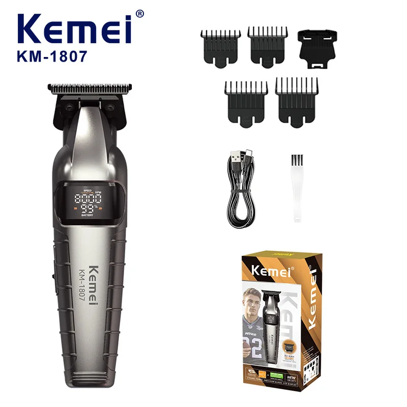 

Kemei KM-1807 Professional Cordless Barber Trimmer for Men, USB Rechargeable, 2-Speed Adjustable Hair Clipper