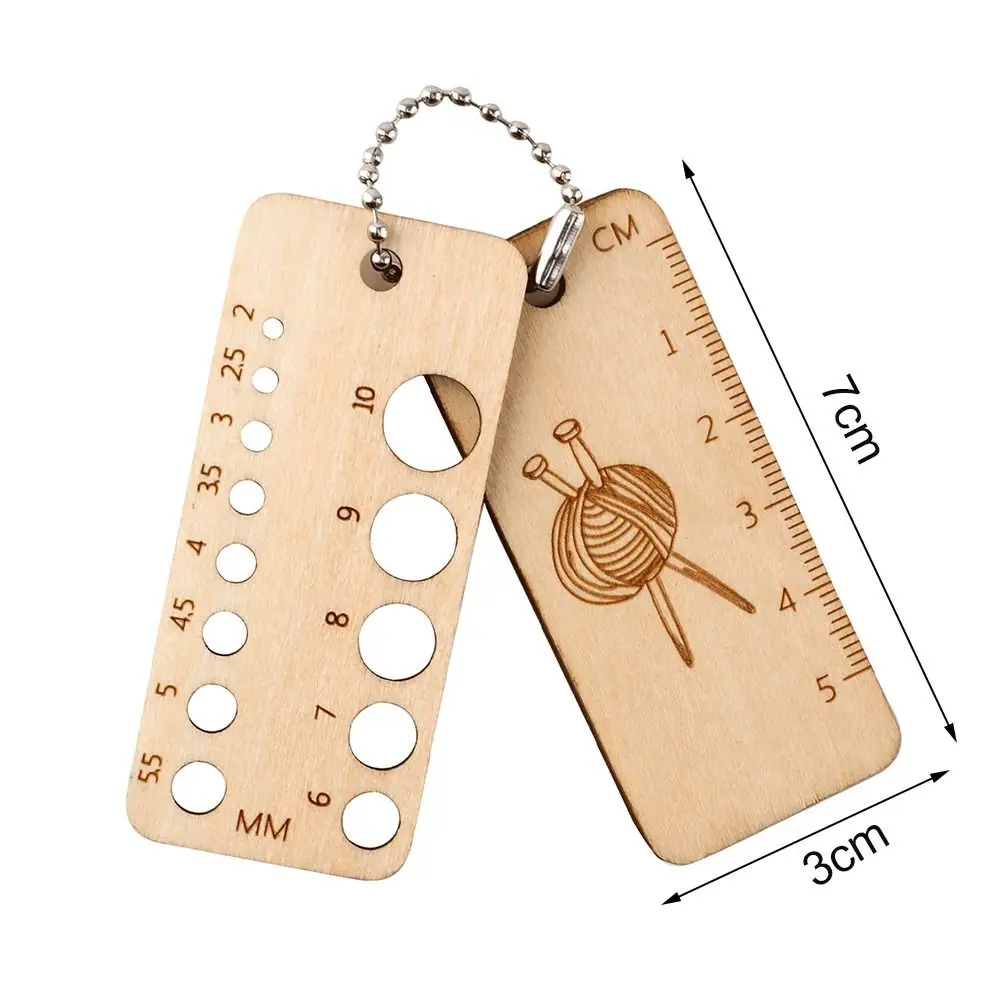 Knitting Ruler Gauge Locking Ring Wooden Locking Stitch Markers Knitting Crochet Stitch Marker Needle Clip Hook Sewing Supplies