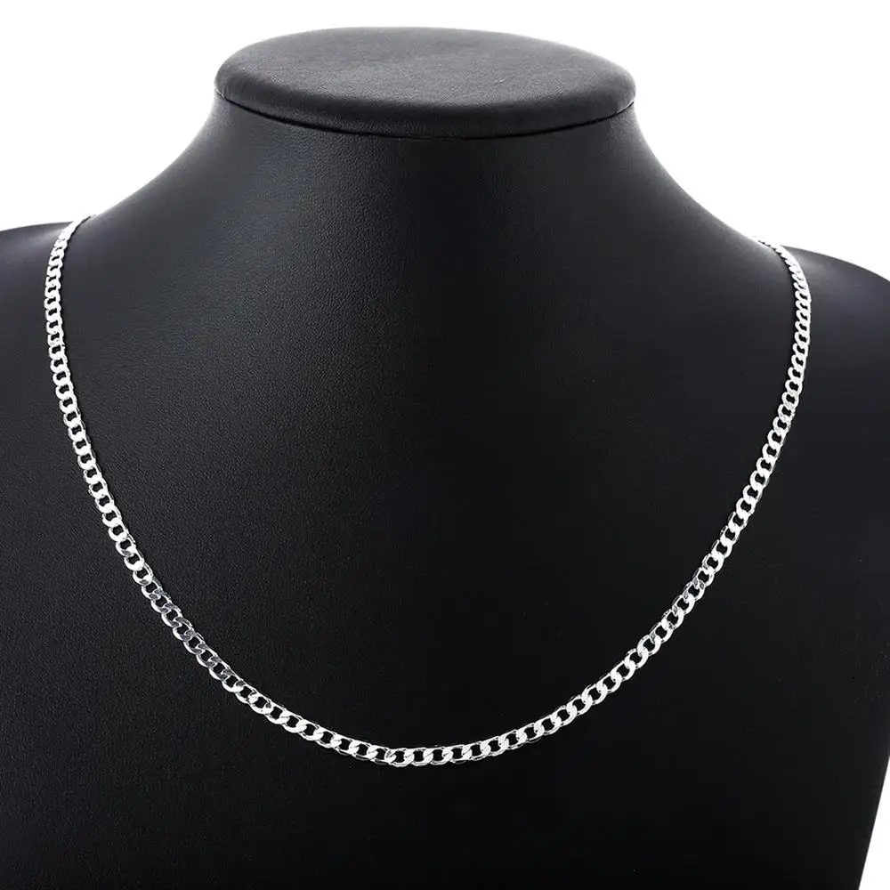 Men's 925 Sterling Silver Classic 4MM Chain Necklace
