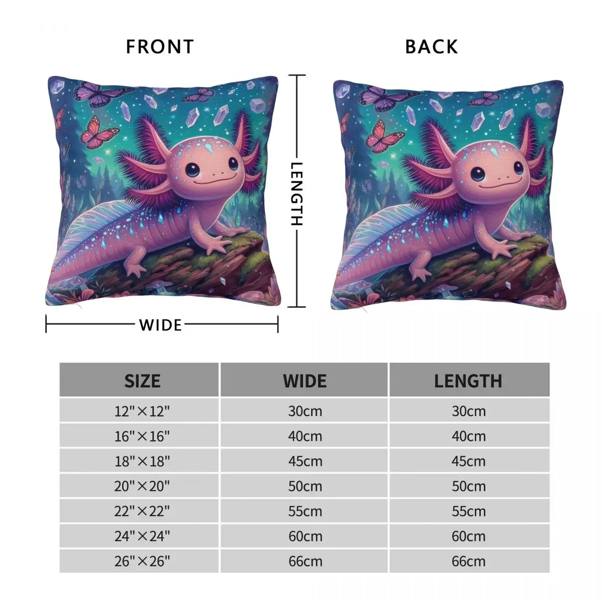 Axolotl Lovers Pillowcase Polyester Linen Velvet Printed Zip Decor Pillow Case Bed Cushion Cover 45x45