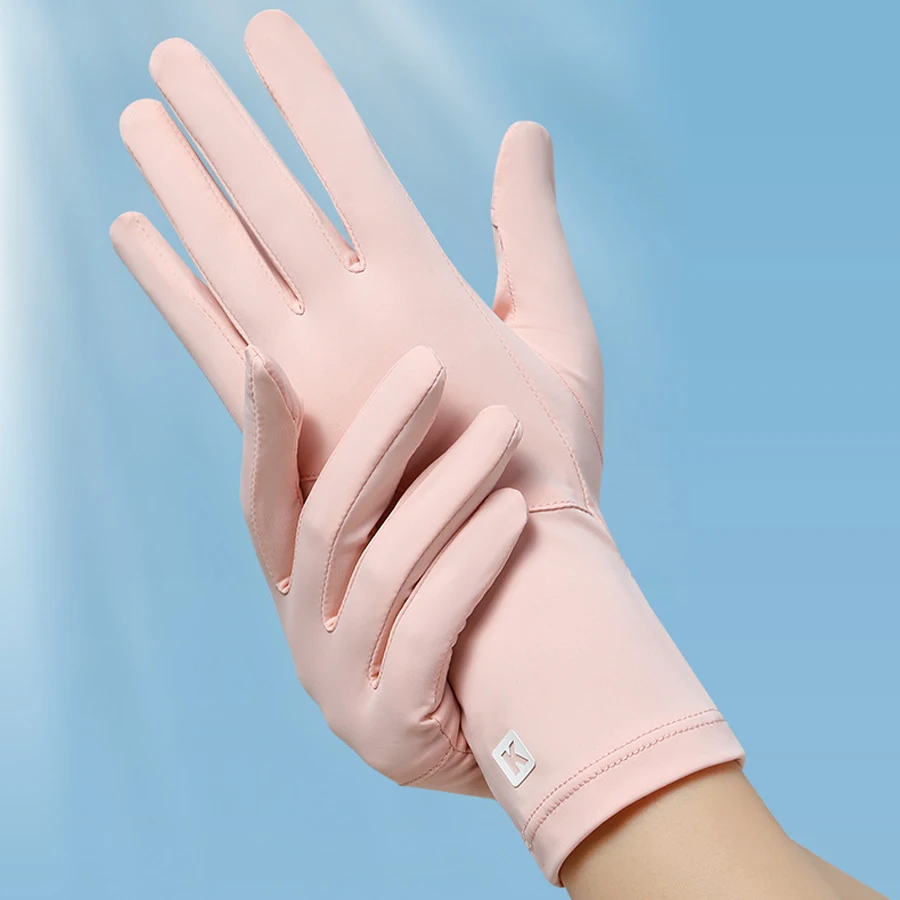 Sun Protection Gloves Ice Silk Touch Screen Exposed Two Finger Glove Lengthen Wrist Guard Driving Outdoor Activities Glove