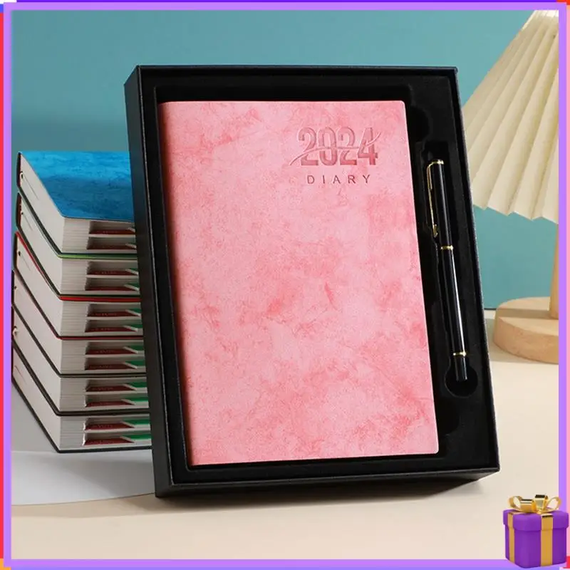 

2024 A5 Week To View Diary Full Year Planner Organiser Hardback Cover With Gift Box Set For Christmas Gift Pink Easy To Use