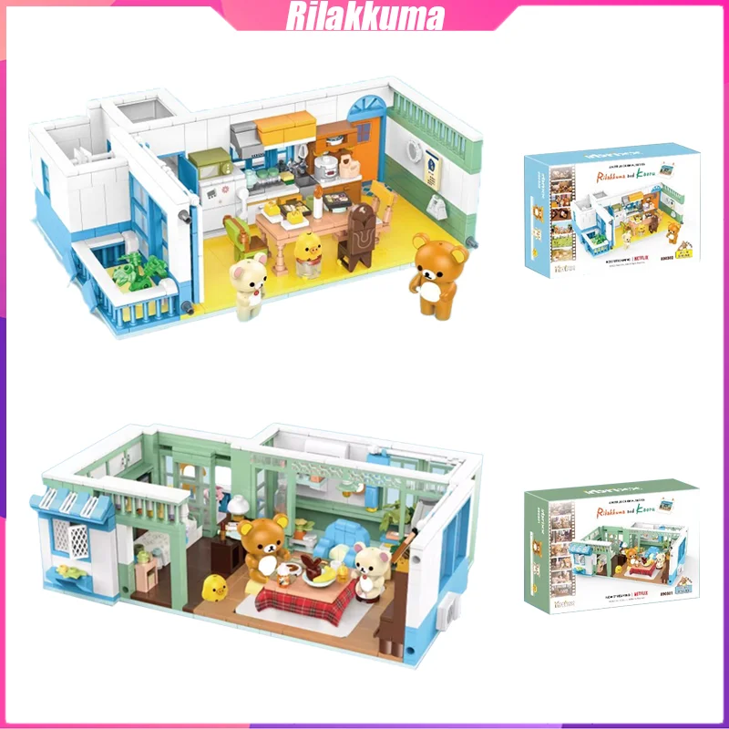 

Rilakkuma Building Blocks Warm House Desktop Decoration Puzzle Assembling Model Toys Birthday Gifts for Boys and Girls