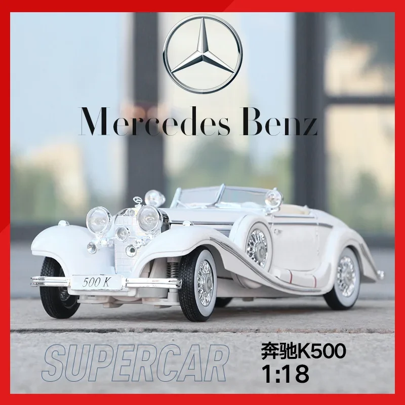 

Литая Классическая машина Maisto в масштабе 1:18 Mercedes-Benz 500K, оригинальная Заводская модель, модель автомобиля из сплава, коллекционная игрушка в подарок