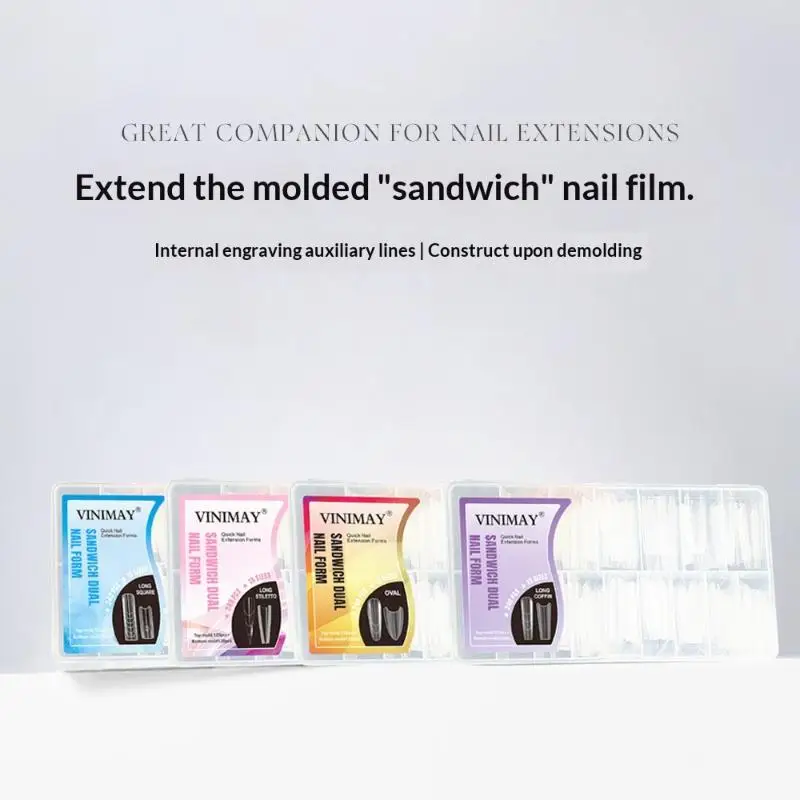 

240 Pcs 15 Size Sandwich Dual Nail Forms Long Coffin Almond Top Bottom Extension Mold Manicure Salon Nail Art DIY Tool