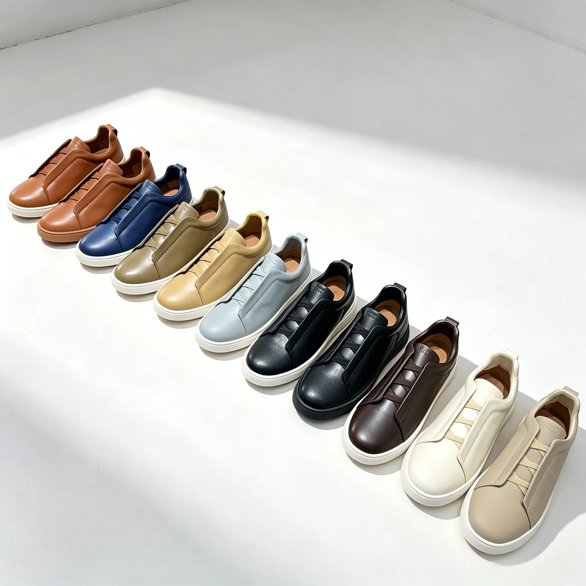 

Round Toe Patchwork Flat Bottom Lace Up Leather Footwear Mens Fashion High Quality Vintage Casual Sneakers