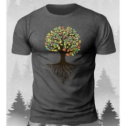 Vintage Men's T Shirt Forest Tree 3d Print T-shirts Loose Oversized Ropa Hombre Fashion Sports Tops Tees Street Casual Clothing