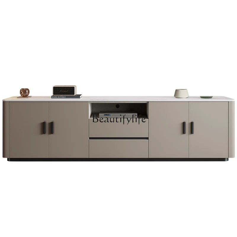 

TV cabinet simple modern bedside light luxury minimalist saddle leather high TV cabinet