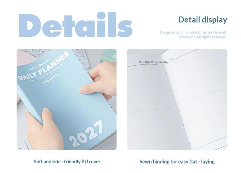 2027 Planwith A6 Kompakter Tagesplaner mit Jahresübersicht & Zielerfassungsseiten, Mini-Taschen-Notizbuch, Ästhetisches Schreibwaren-Journal – Detail 8