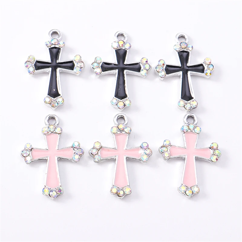 

Duarte 20Pcs/Lot Cute Crystal Enamel Cross Charms Pendants for Jewelry Making Drop Earrings Necklaces Bracelets DIY Crafts Gifts