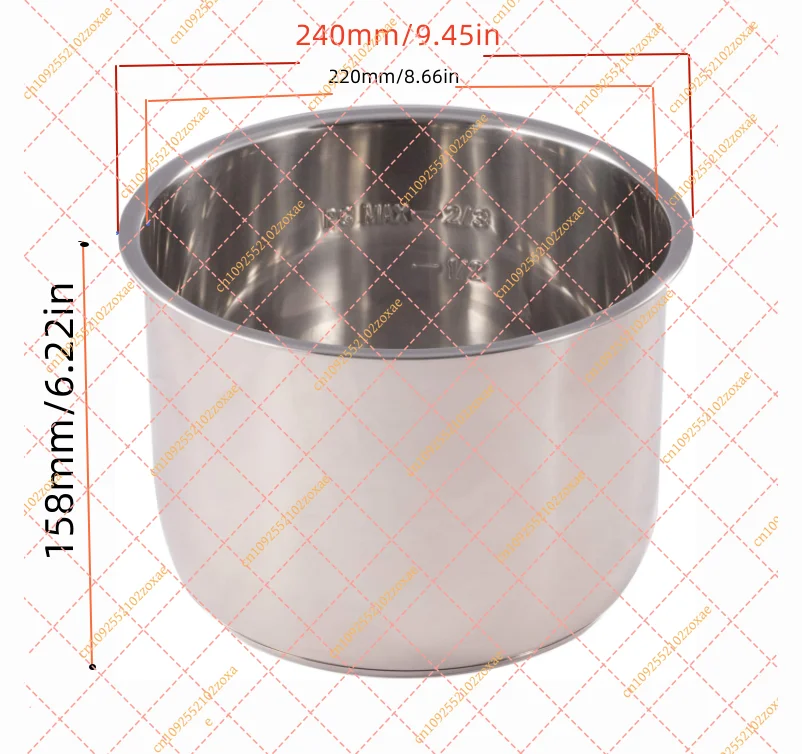 6QT Stainless Steel Inner Pot Fit Instant Pot IP-POT-SS304-60