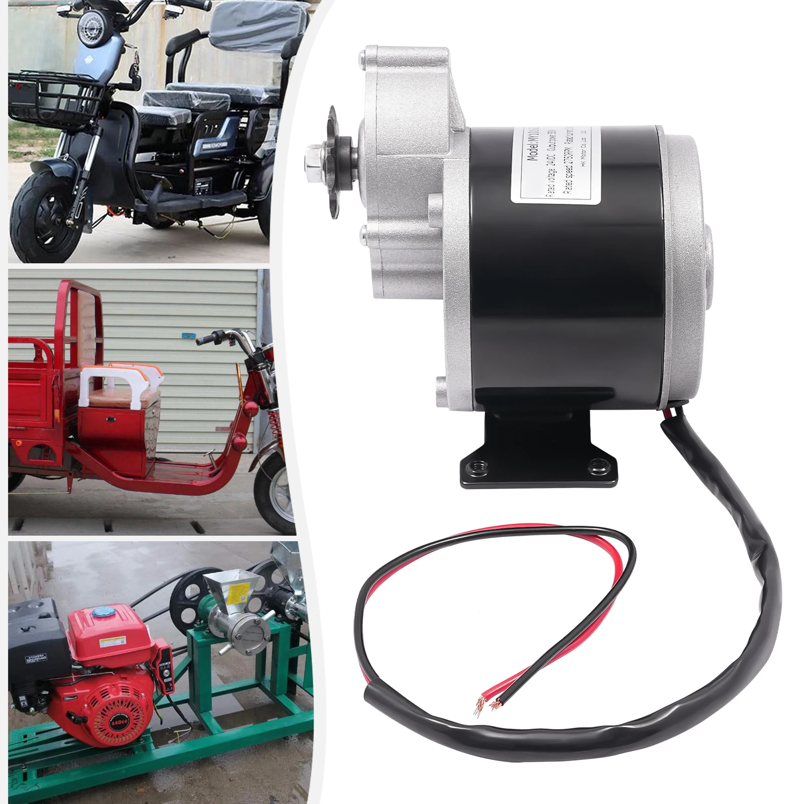 Electric Scooter Motor, 350W, Pure Copper Brushed Design, 9.78:1 Reduction Ratio, Reversible Rotation, Compact, Low Noise