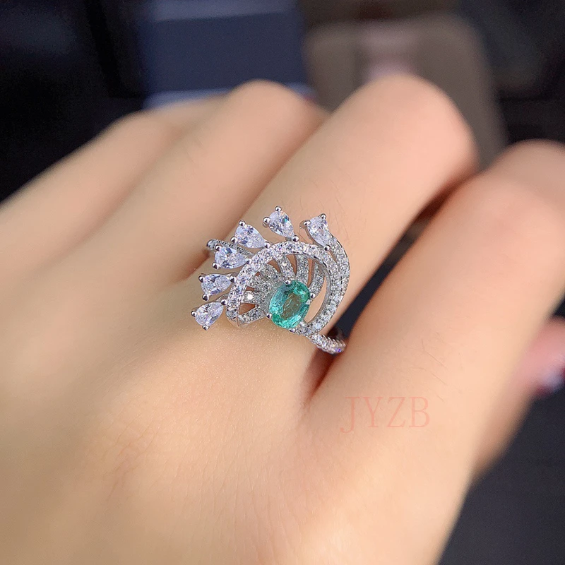 

Exquisite round emerald ring for female bride wedding engagement ring Valentine's Day anniversary gift party jewelry