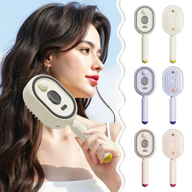 2026New Portable Electric Hair Care Spray Massage Comb Anti-Static Self-Cleaning Hairbrush Hair Oil Applicator Women Girls