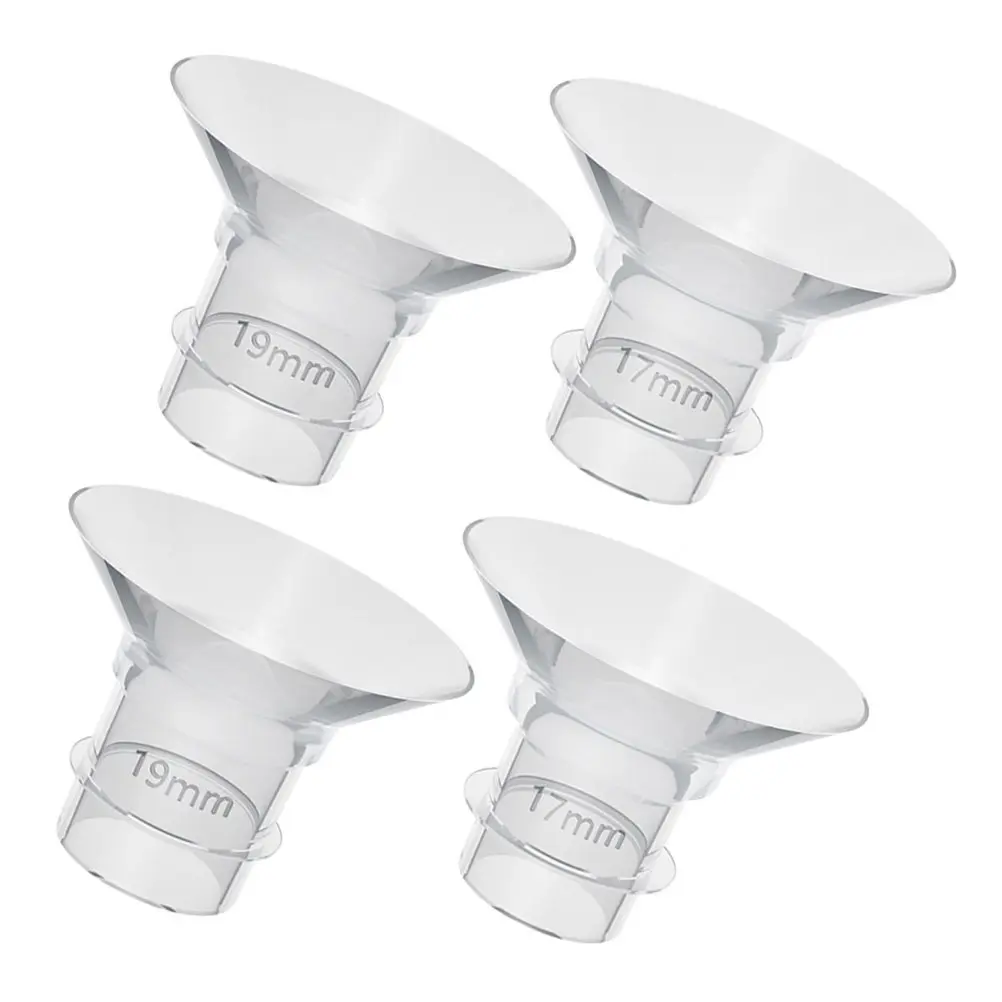 

4 шт. сменных фланцевых вкладышей для молокоотсоса, мягкие силиконовые, подходят для электрических портативных моделей, многоразовые, стерилизуемые паром, гладкие