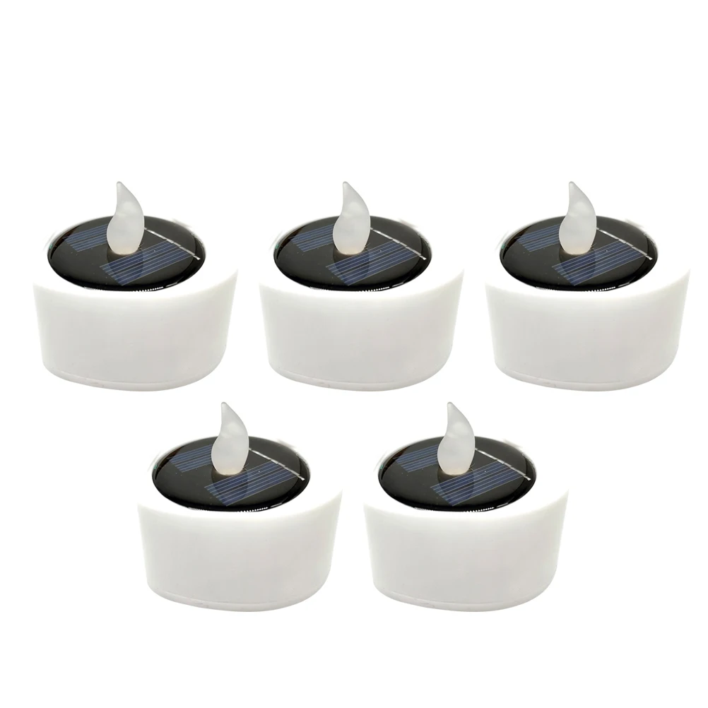 

6pcs Solar Lights LED Flickering Party Lamps Outdoor Decorative White Lanterns Sturdy Plastic Long Lasting No for Kids