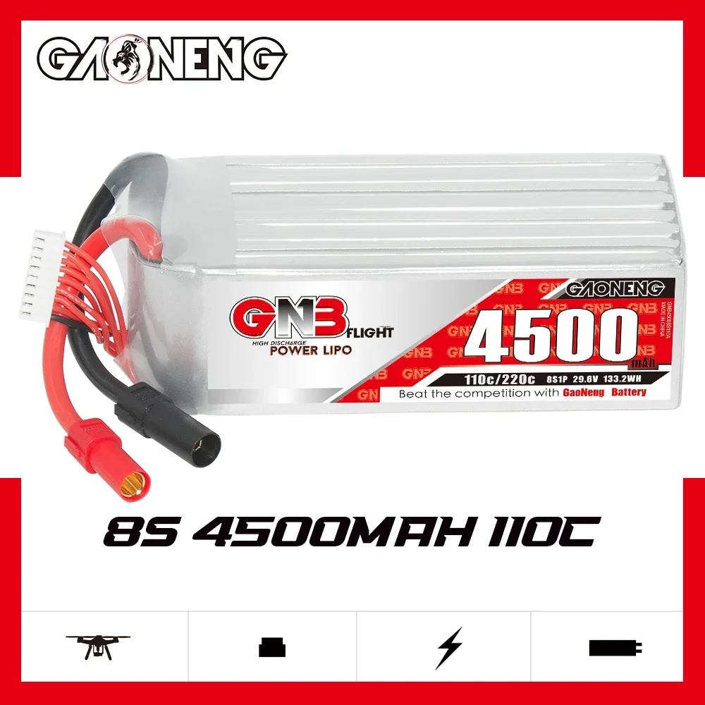 GAONENG GNB 4500mAh 8S 110C 220C 29.6V XT150 LiPo Battery Taurus X8 Pro Cinelifter Drone 600 to 700 Class Electric Helicopter