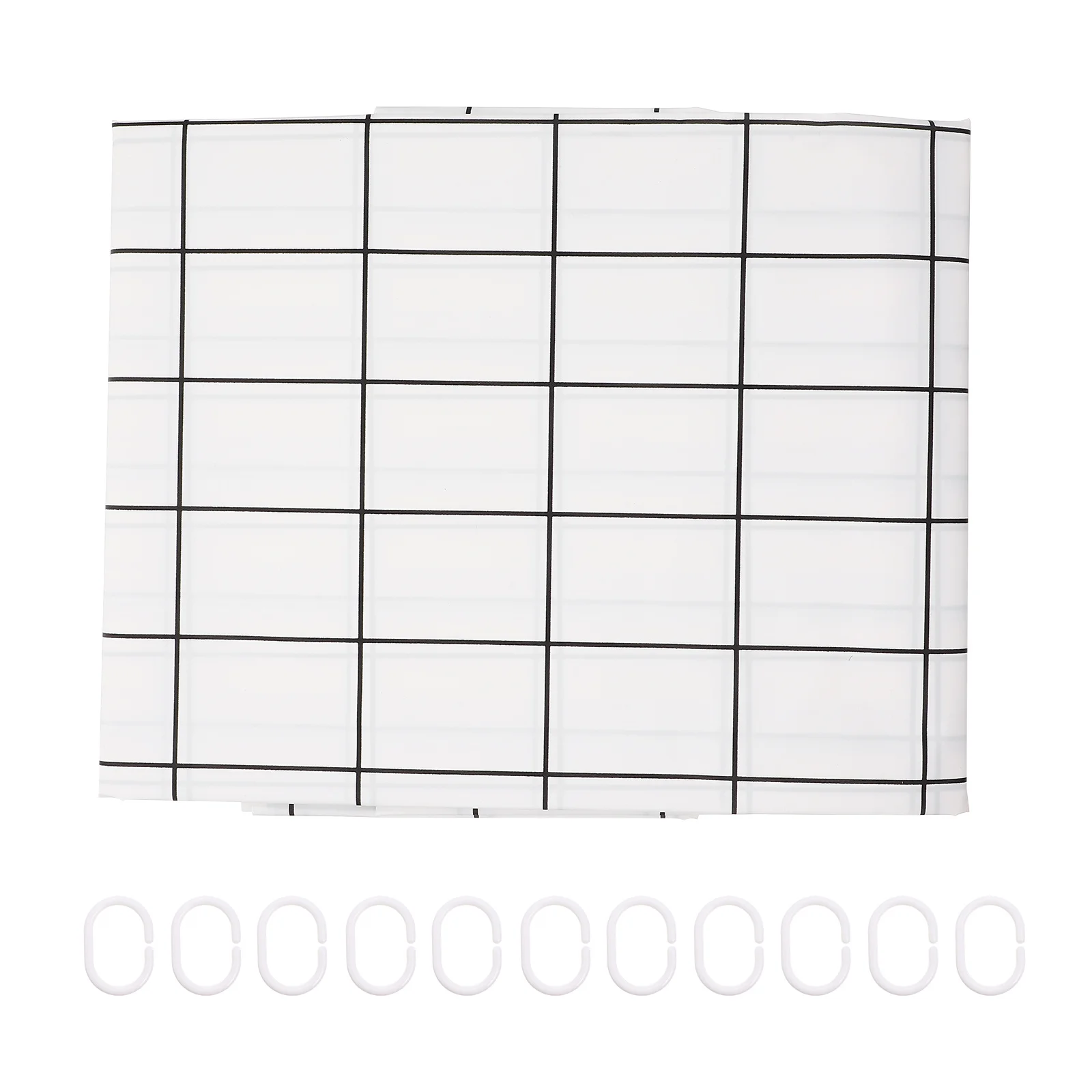 

1Set Printed Waterproof Shower Curtain Black and White Grid Stylish Partition Curtain Bath Bathroom Privacy Protection