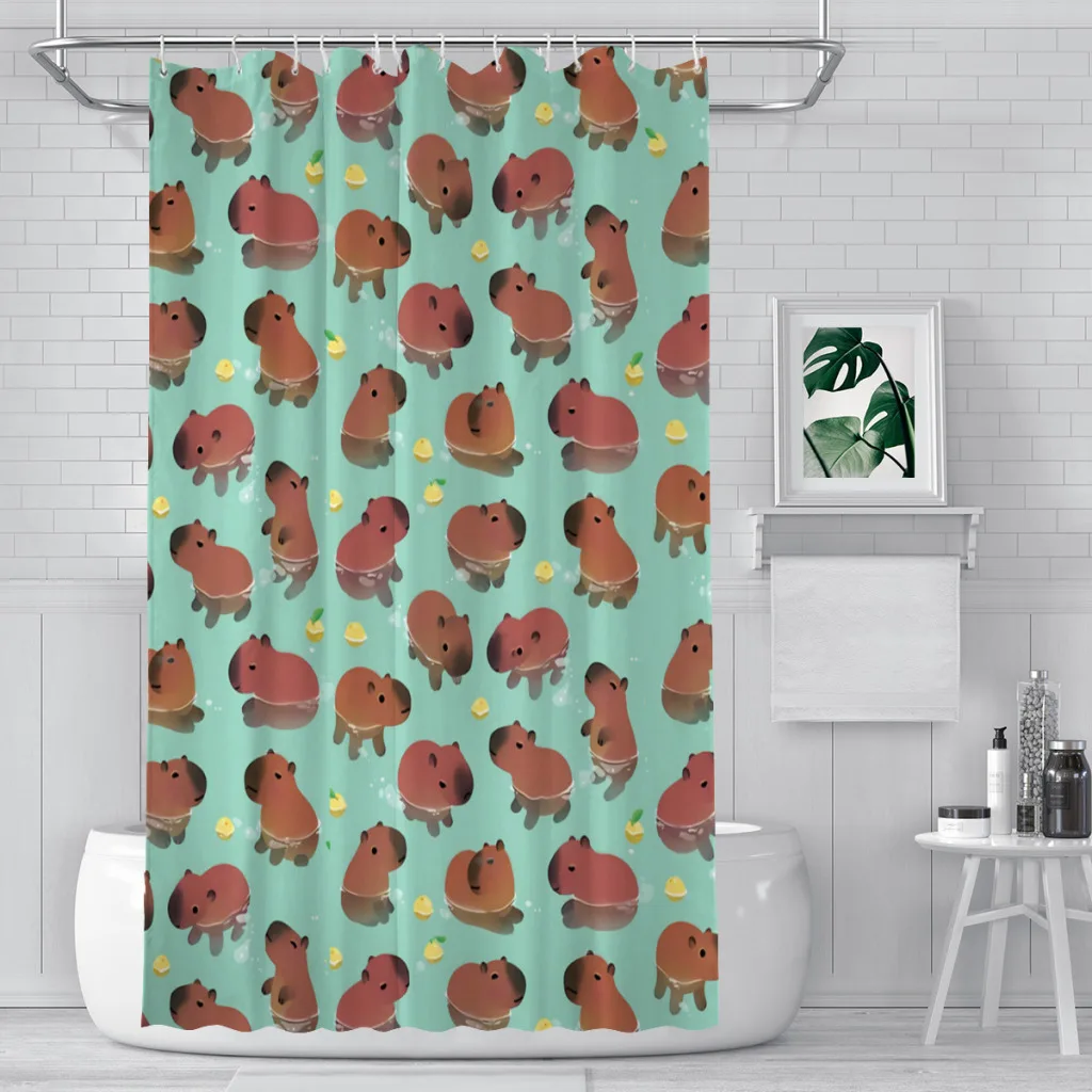 Bath Time Bathroom Shower Curtains Capybara Cute Animal Waterproof Partition Unique Home Decor Bathroom Accessories