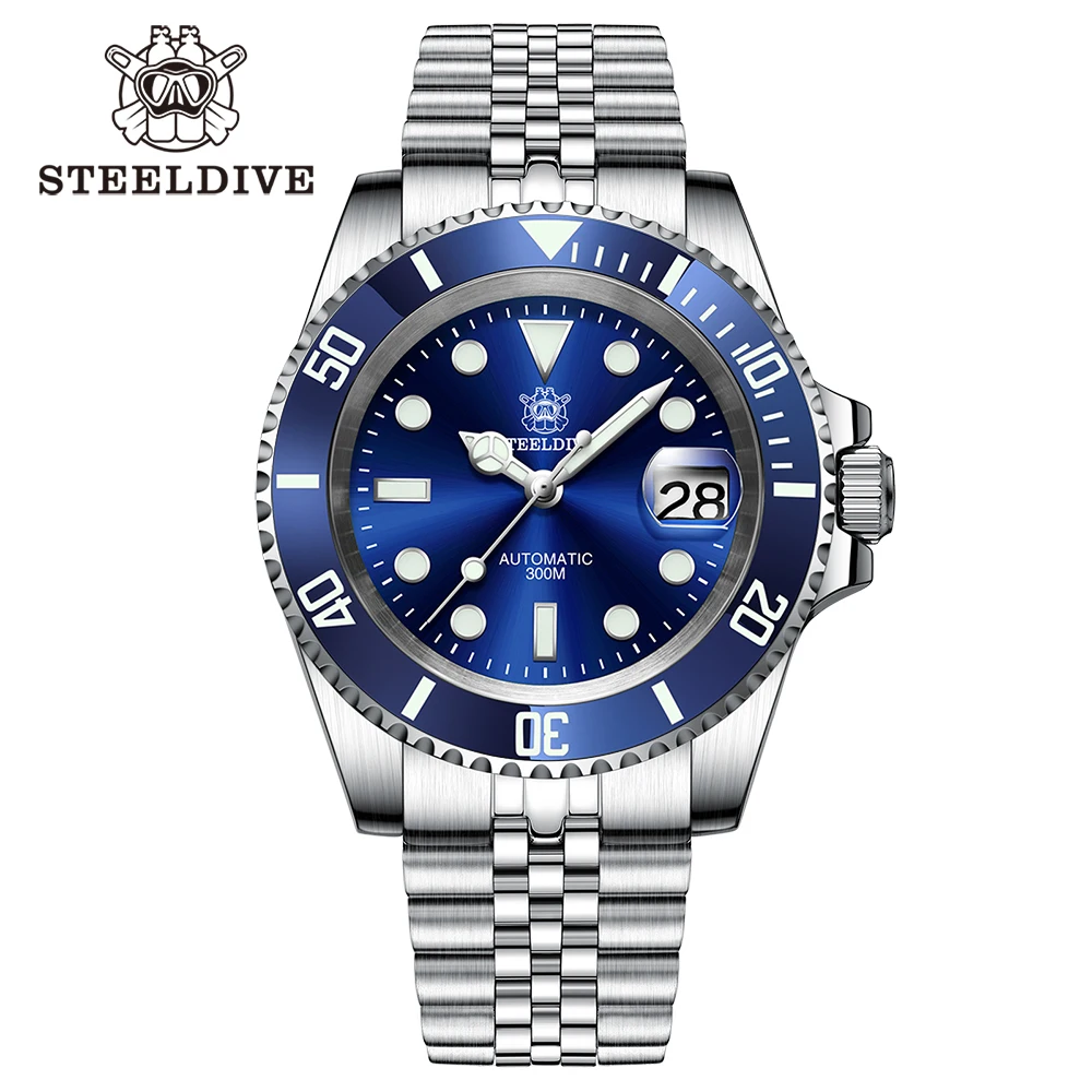 STEELDIVE SD1953 Neues Armband mit gefrästem Verschluss, 41 mm, NH35-Uhrwerk, 300 m wasserdicht, automatische Herren-Taucheruhren, Keramiklünette 4
