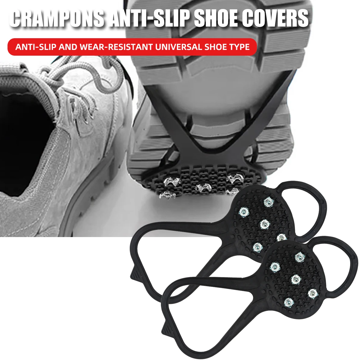 1 Pair 5 Teeth Spike Shoe Cover Outdoor Anti-slip Mountain Climbing Hiking Crampons 5 Claw Nail Anti-slip Shoe Covers