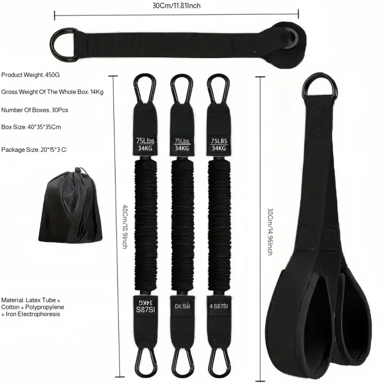 Resistance Bands Set Triceps Rope Home Gym Fitness Pull Rope Strength Workout Equipment Portable Exercise Bands for Men Women