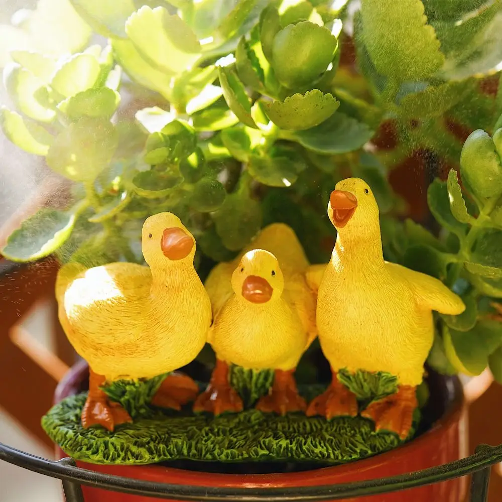 

Садовый декор, статуя из смолы, три утки, мультяшная декоративная фигурка животных, милые утки, скульптура, бонсай