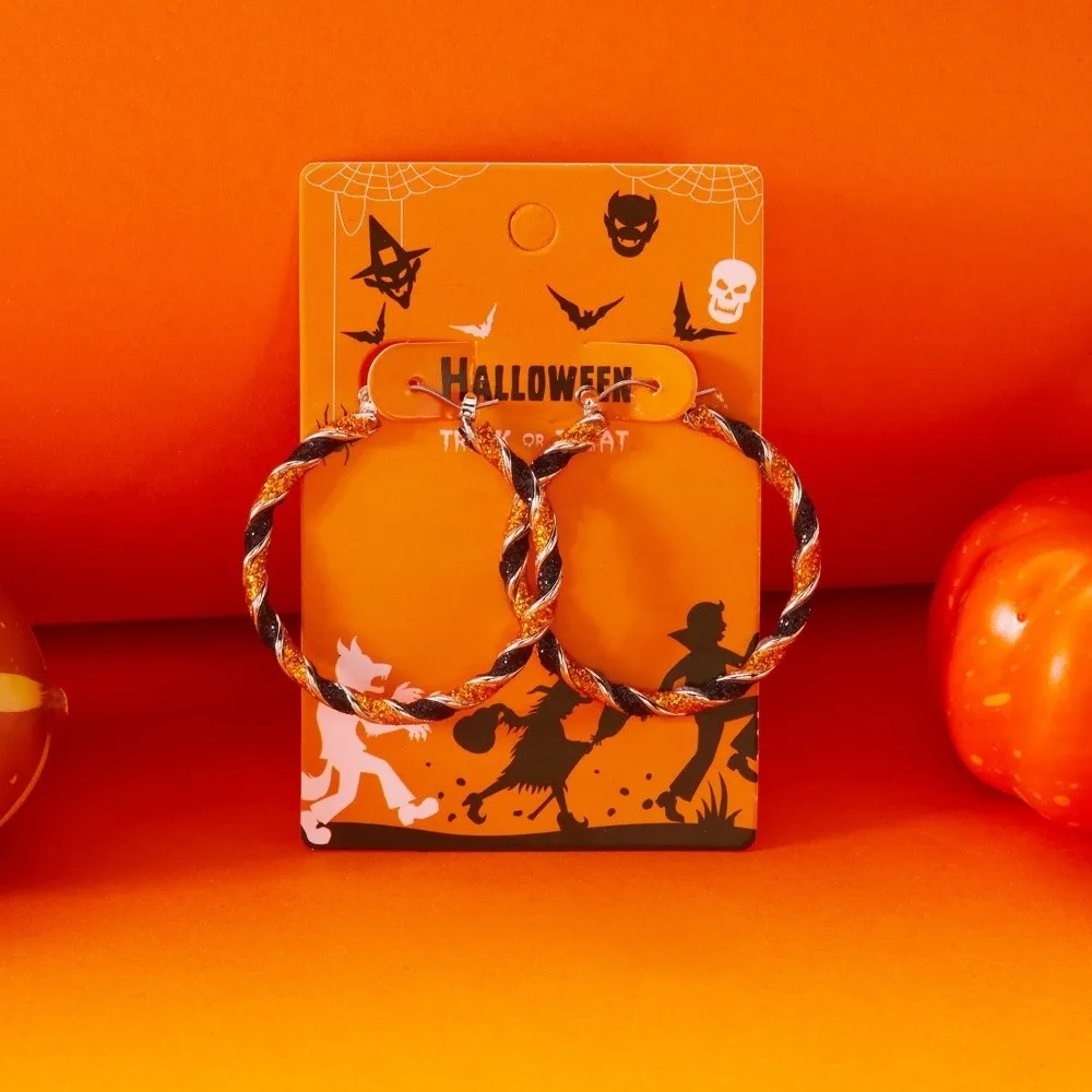 Alloy Material Halloween Earrings Long Tassel Design Dripping Oil Effect Drop Earrings Pumpkin Earrings For Women