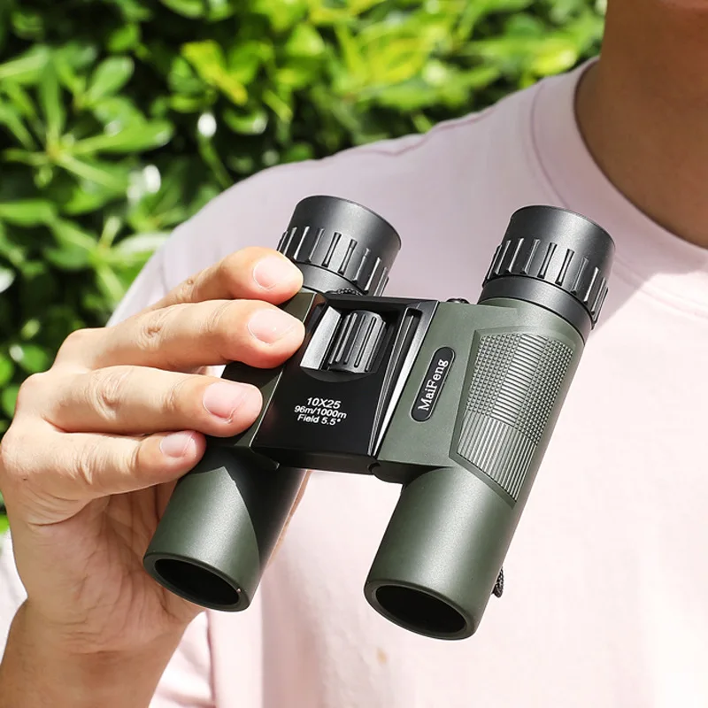 

New Maifeng 10x25 Binoculars Portable Folding HD High Power Telescope Outdoor Hunting Hiking Camping Equiment BAK4 Waterproof