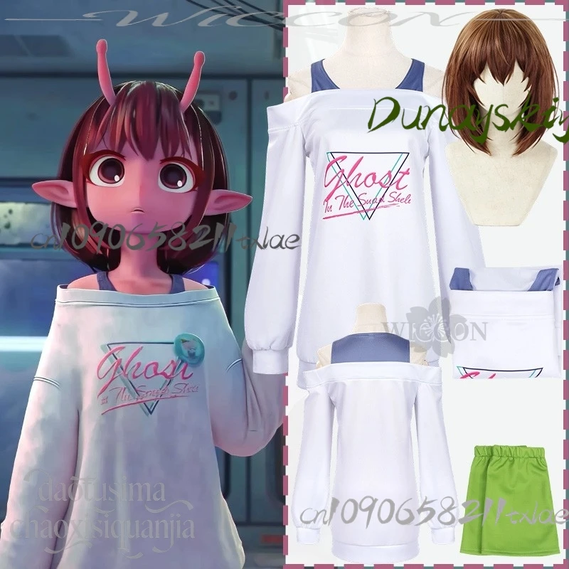 ミルキーアニメサブウェイコスプレチハルコスチュームjkかわいい白いパーカードレス緑の靴下袖かつらクリスマスハロウィンパーティーコス