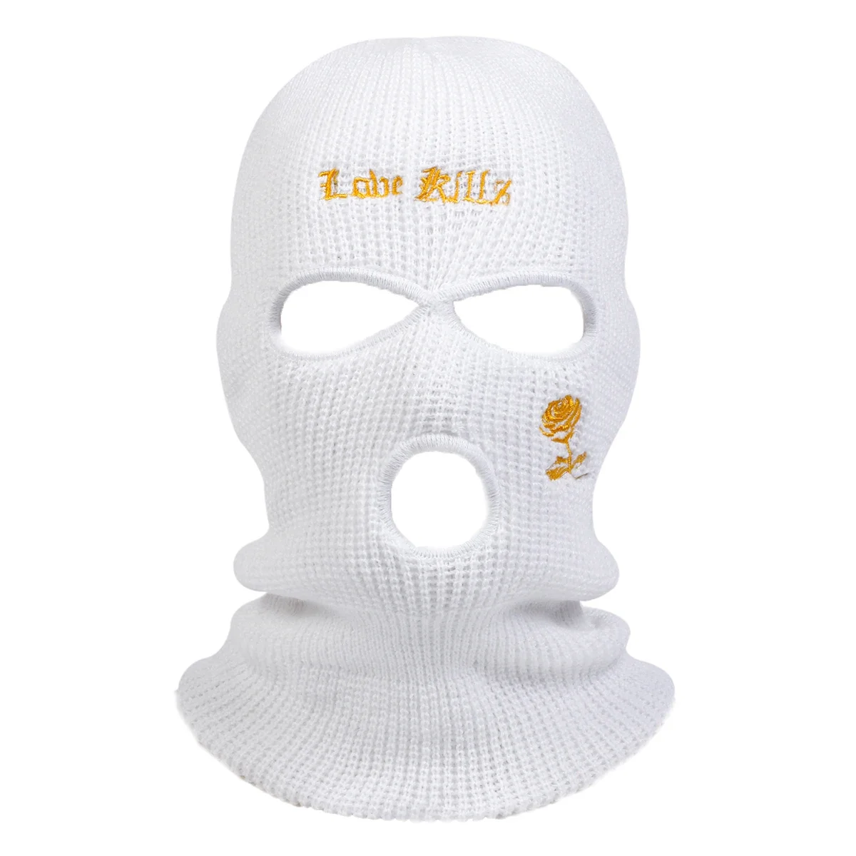Rose Letter Embroidery Masked Hats Protection Ear Warm Thick Knitted Hat Windproof Beanies for Outdoor Riding and Snow Activitie