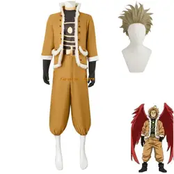 Anime My Academia Hawks Cosplay Costume parrucca colore Curry collo di pelliccia cappotto Combats adulto uomo donna Halloween Carnival Suit