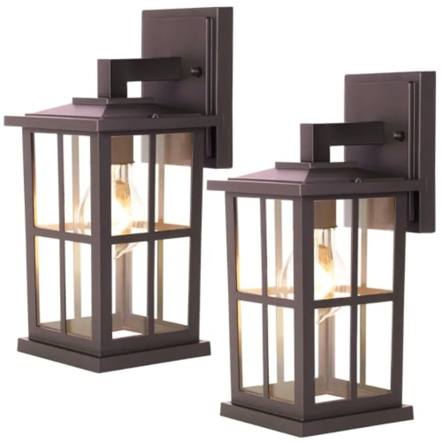

2-Pack Outdoor Light Fixtures Wall Mount, Waterproof Exterior Wall Lanterns Porch Lights, Outside Lights for House with Clear G