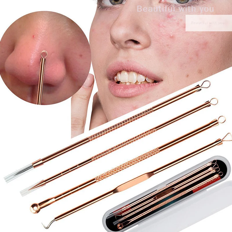 4 stks/set Facial Pore Cleaner Extractor Gezicht Huidverzorging Gereedschap Mee-eter Comedo Puistje Belmish Acne Remover Naalden