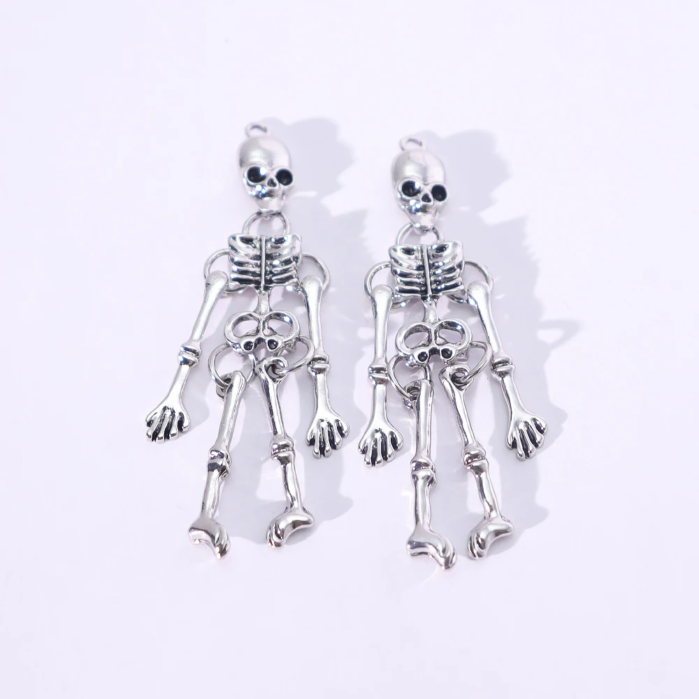 

2/5PCS Retro Skull Skeleton Pendant DIY Alloy Pendant Halloween Accessories Key Chain Decorative Accessories