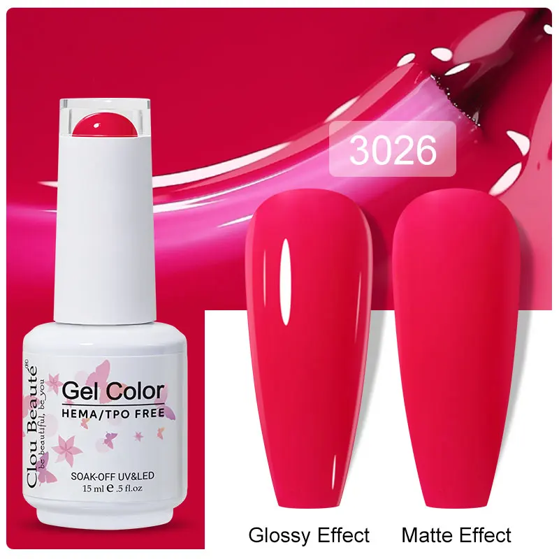 Clou Beaute 15 ml Gel Nagellak Semi-permanente Hybride Zwart Rode Kleur Gel Polish Nail Art UV Nagel emaille Vernis Nagelbenodigdheden - afbeelding 1