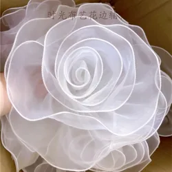 New Customized 15cm handmade big flower organza White/pink/red wedding dress/ clothes flower applique Accessories SC836