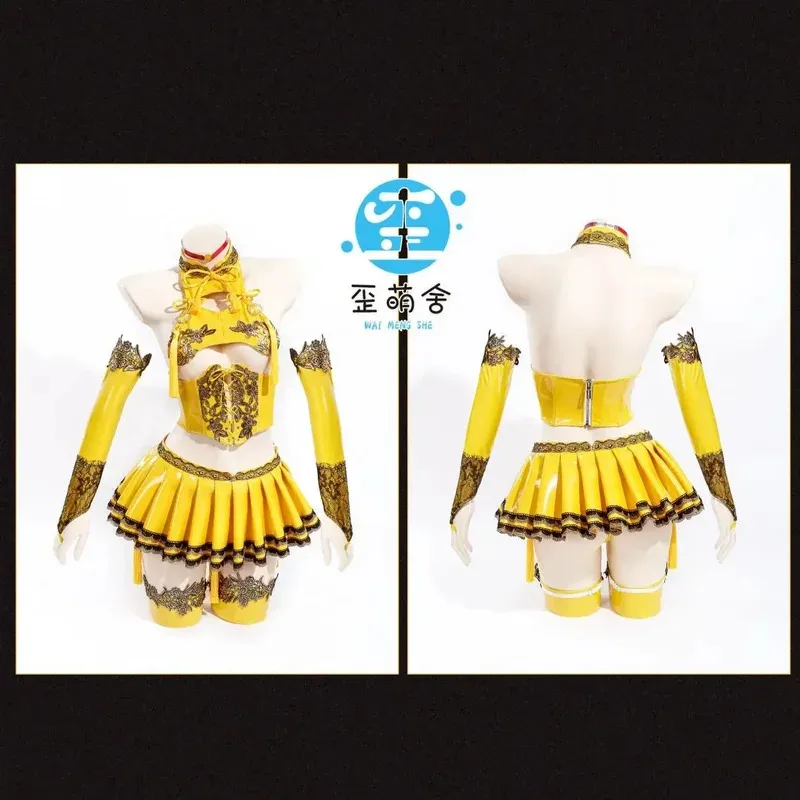 YoRHa 2B NieR Cosplay Costume Cheongsam Set Hot Sexy Lingerie Golden Patent Leather Short Skirt halloween costumes