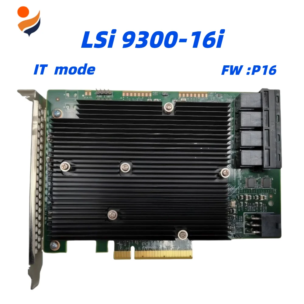 LSI 9300-16i P16 IT Mode HBA 16P 12G SAS/SATA PCIe3.0 X8 SFF-8643 for Server JBOD NAS