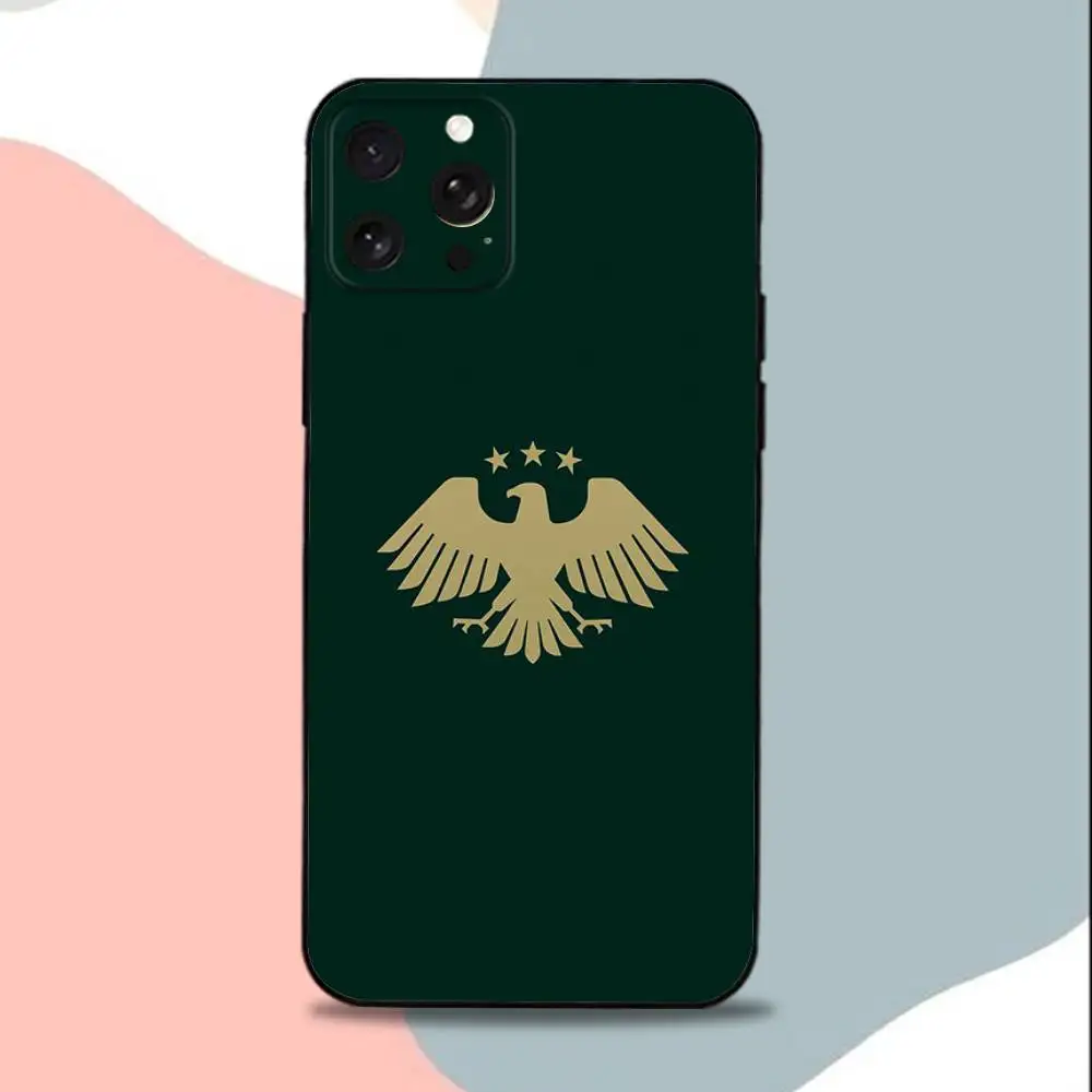 Casing HP LOGO S-Syria Bendera Suriah Untuk iPhone 11,12,15,16,17,13,14,Pro,Max,Plus,E,Mini,Air,SE4 Hitam Bahan Lembut