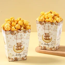 Gold Bear Popcorn Boxes Kids Birthday Party Decoration Baby Shower Candy Cookie Boxes Birthday Gift Boxes Decoration