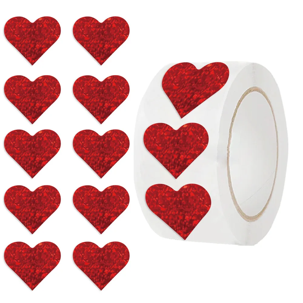 100-500pcs Red Heart Stickers for Valentine's Day 2.5cm Baking Packaging Sticker Envelope Seals Love Decorative Stickers