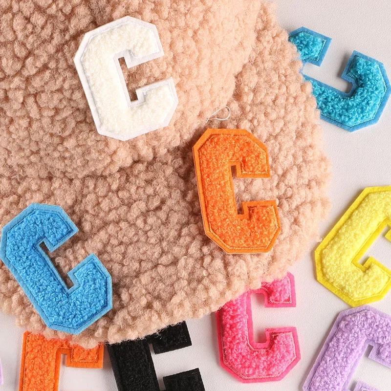 

C Letter Chenille Patch Towel Embroidered Felt Alphabet Heat-adhesive Colorful Applique DIY Accessories for Festival Party Cloth