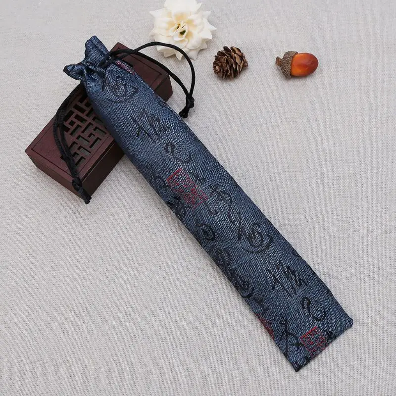 Chinese Calligraphy Style Decorative Folding Hand Fan Bag Dustproof Holder Protector Pouch Case Cover Gifts