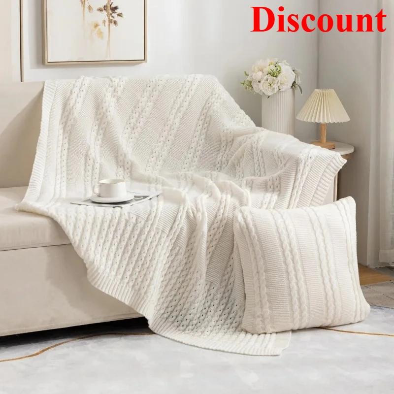 

2025 simple four-season blanket solid color knitted blanket office living room nap sofa blanket