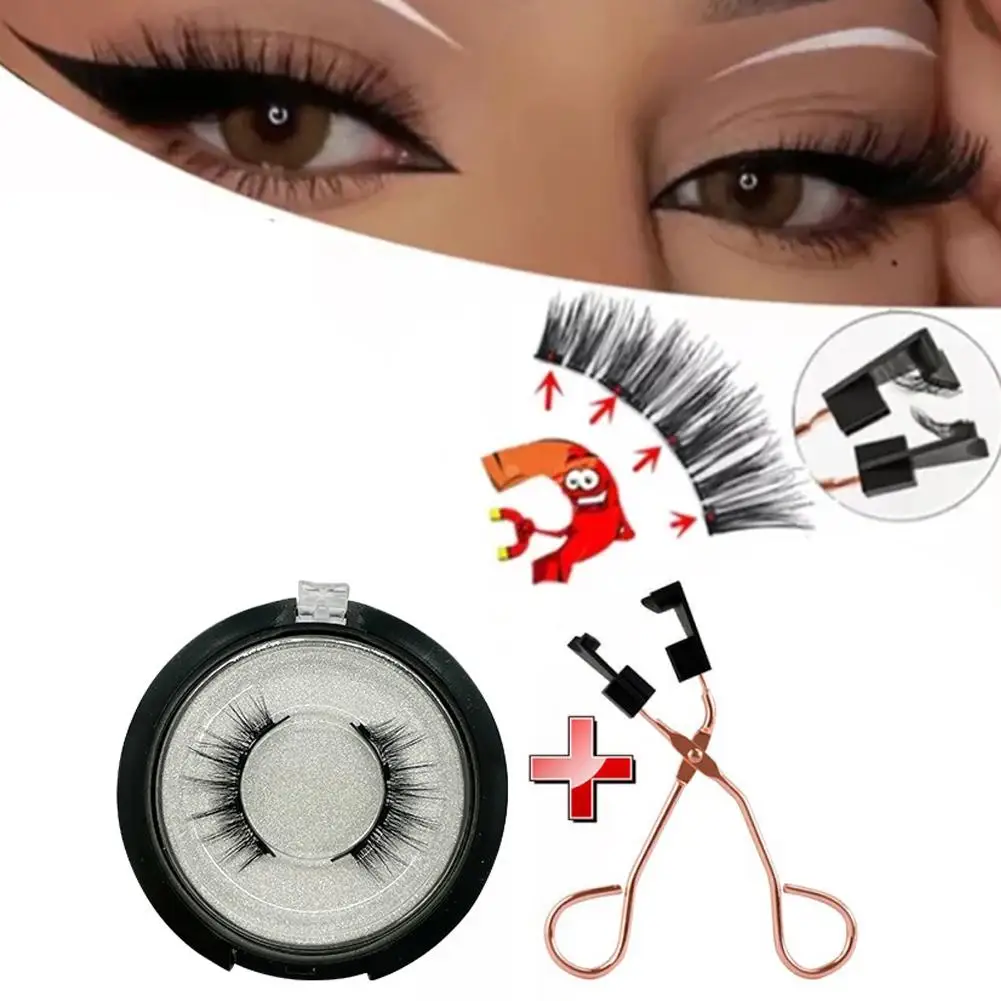 Herbruikbare Magnetische Valse Wimpers Met Wimperkruller Wimper Zelfklevend 4 Magneten Make-Up 3d Extensie Eye Tools Nep Z0y0