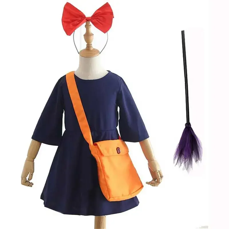 2025 New Girls 's Delivery Service Halloween Cosplay Costume Witch Kawaii Kids Kiki Dress abc