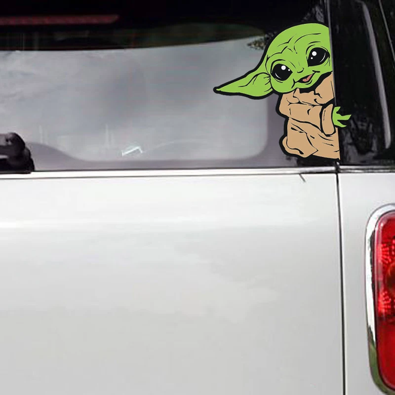 Baby Yoda Car Sticker Kawaii Anime Figure Yoda  Auto Rear Windshield Stickers Decor Laptop Decals Car Sticker