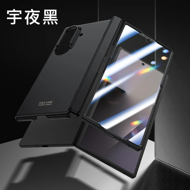 

For Samsung Galaxy Z Fold 7 With Privacy Tempered Glass Film Full Protect Ultrathin Phone Case Spring Hinge PC Shockproof Cover